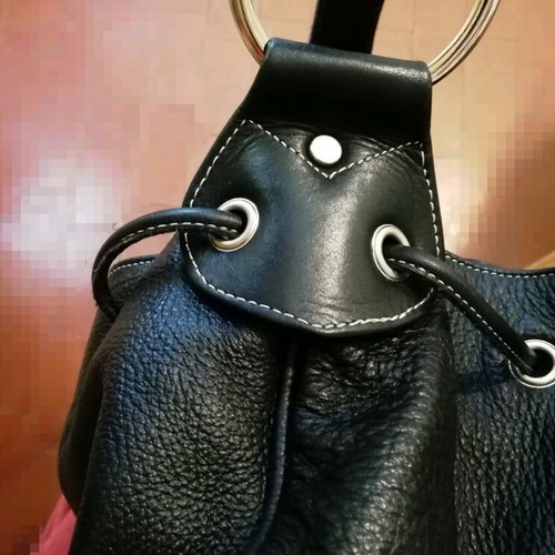 Leather shoulder bag like a pouch in like new condition, black