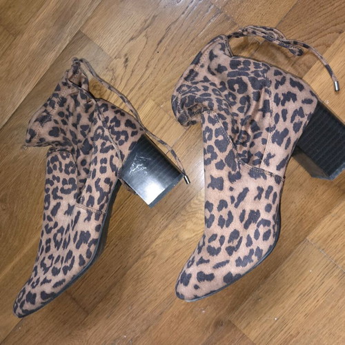 New Look sock boots with leopard print block heel size 39 used