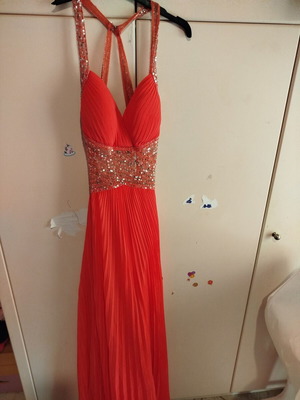 Mikael coral dress like new with embroidered beads, size M