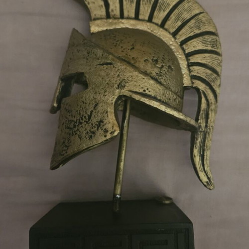Decorative helmet made of alabaster statues like new, handmade in Greece