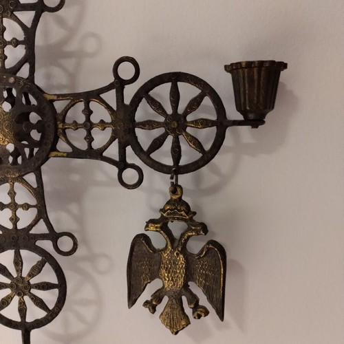 Byzantine cross with bronze candle holder, pendant