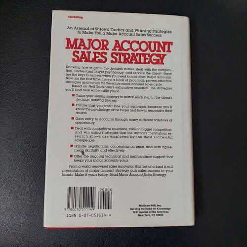 Book Major Account Sales Strategy Neil Rackham like new