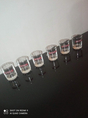 Smirnoff Vodka shot glasses set of 6 used, authentic collectible