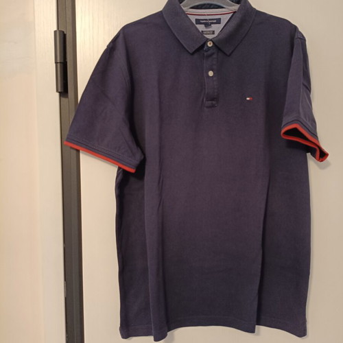 Tommy Hilfiger men's polo shirt XL, navy blue with red details