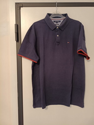 Tommy Hilfiger men's polo shirt XL, navy blue with red details