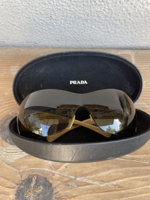 Prada SPR 601 Shield vintage sunglasses used, gold frame