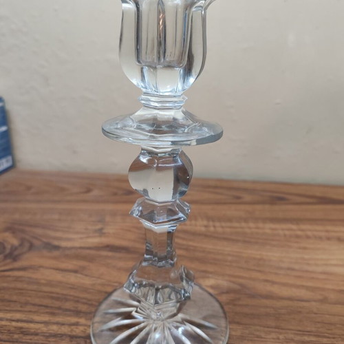 Set of 2 Bohemian vintage crystal candlesticks like new with small ashtray