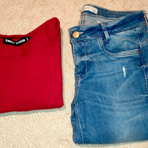Set crop top Taily Wiejl small and jeans 36 slim fit