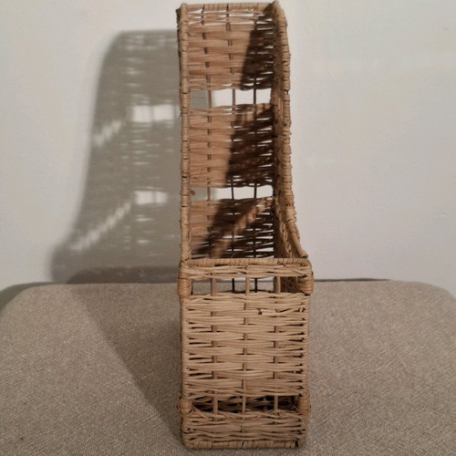Wicker file folder used, beige gray