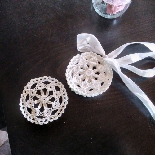 Handmade knitted coasters set of 6, new with butterfly lace