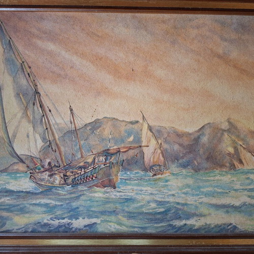 Painting with nautical theme used, 45×32 cm
