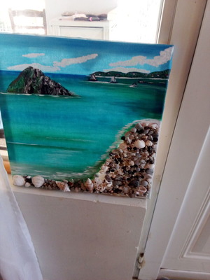 Painting on canvas with seashells 40x40 cm new