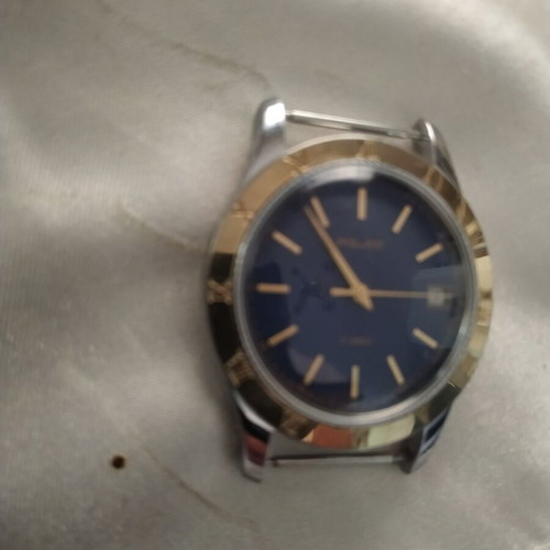 Poljot mechanical wristwatch like new, blue dial, gold bezel