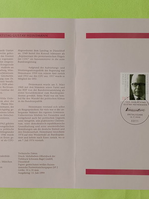 German 1999 stamp with Bonn first day cover postmark