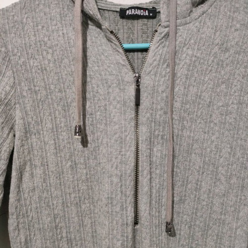 Gray long-sleeve Paranoia dress like new with hood drawstring size M