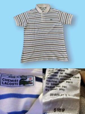 Vintage μπλουζάκι polo Lacoste μεταχειρισμένο, ριγέ, μέγεθος M