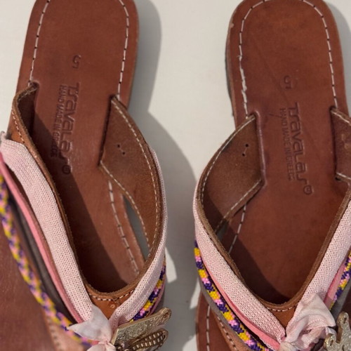 Children's leather flip flops like new, size 35