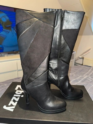 Bizzy high heel knee boots, size 38, black