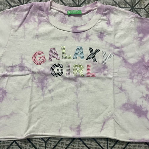 United Colors of Benetton Galaxy Girl tie-dye crop T-shirt and shorts set