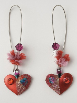 Heart earrings new with 925 silver and glass beads