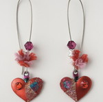 Heart earrings new with 925 silver and glass beads