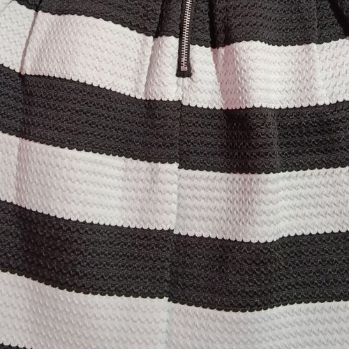 Pink Studio black and white striped A-line skirt, high-waisted
