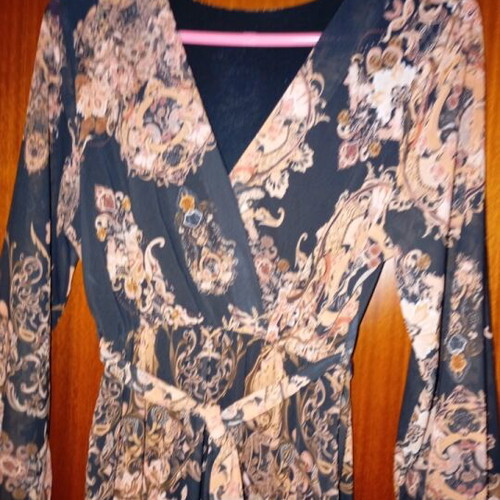 Long dress with belt like new, black and brown