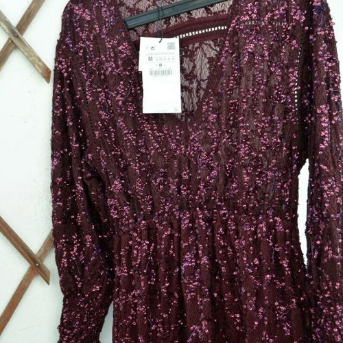 Zara long red dress with sequins like new