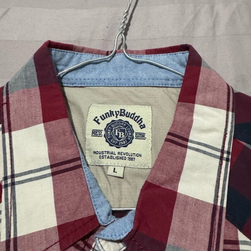 Funky Buddha Tartan Plaid Shirt Large like new, red/navy