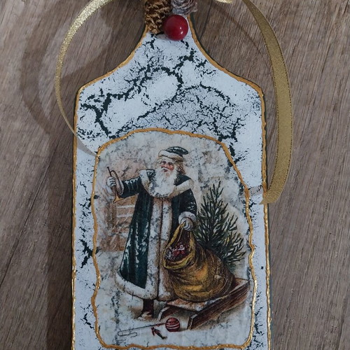 Decorative Cutting Board Santa Claus Handmade with Gold Enamel