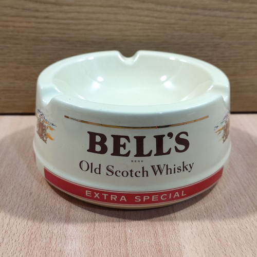Bell's Scotch Whisky ceramic ashtray used, vintage promotional