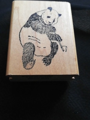 Wooden children's stamp with panda bear like new