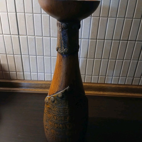 Wooden ethnic decorative candlestick like new