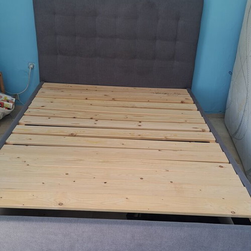 Double bed with storage and orthopedic mattress, 2 years old