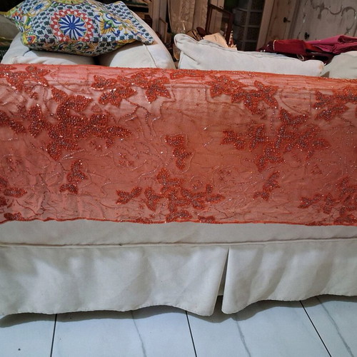 Throw used with orange sequins 2×65