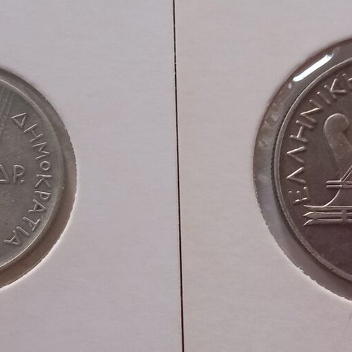 Silver Greek coins 10 drachmas and 20 drachmas set like new