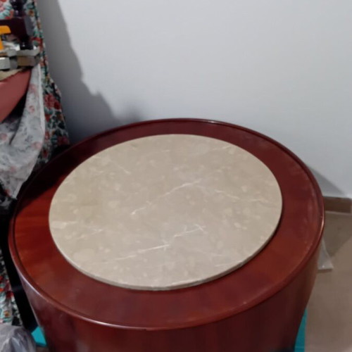 Round coffee table 85cm diameter, like new, wood and marble
