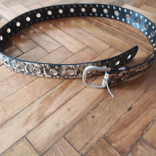 Leopard belt with studs like new, brown, size 110