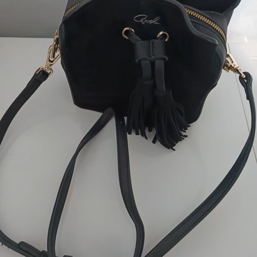 Axel leather crossbody bag black new with tassels and three compartments