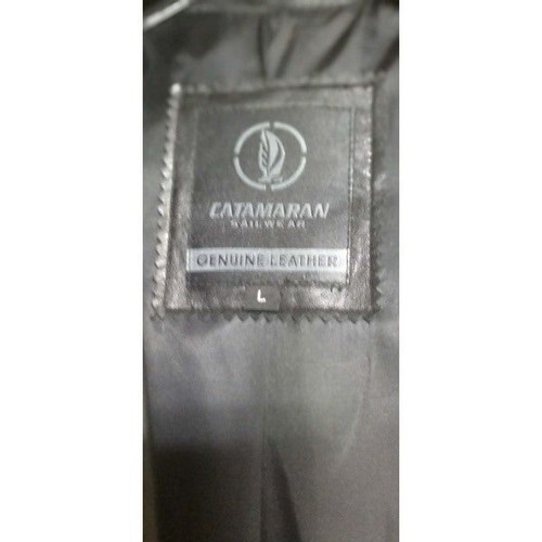 Catamaran men's leather coat, black, size L