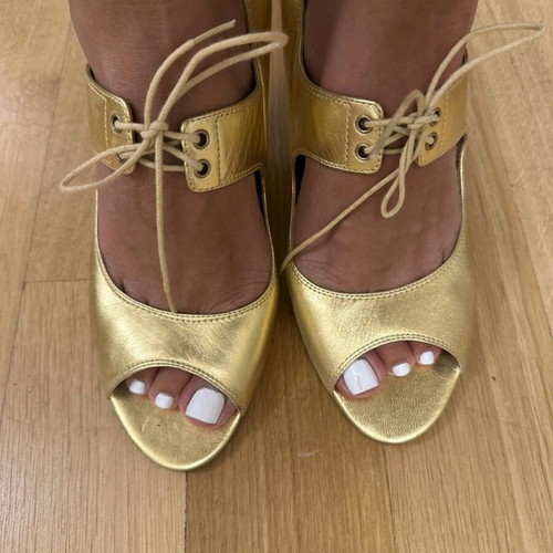 Nine West Women's Leather Gold Sandals