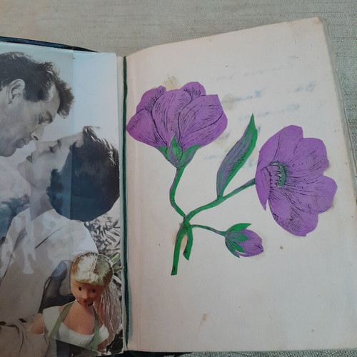 Old 1960 calendar used with dried leaves and flowers