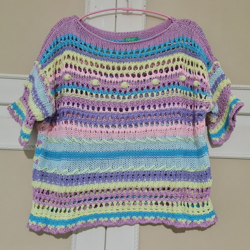 Benetton knitted girls sweater like new, colorful, size 170 cm