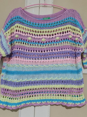Benetton knitted girls sweater like new, colorful, size 170 cm