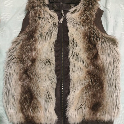 Fur vest like new, artificial fur, brown, size S