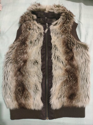 Fur vest like new, artificial fur, brown, size S
