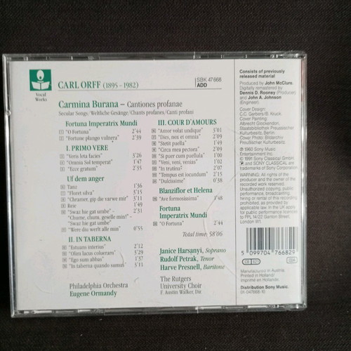 Orff Carmina Burana CD like new