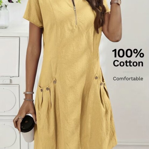 Yellow cotton dress new, size XL