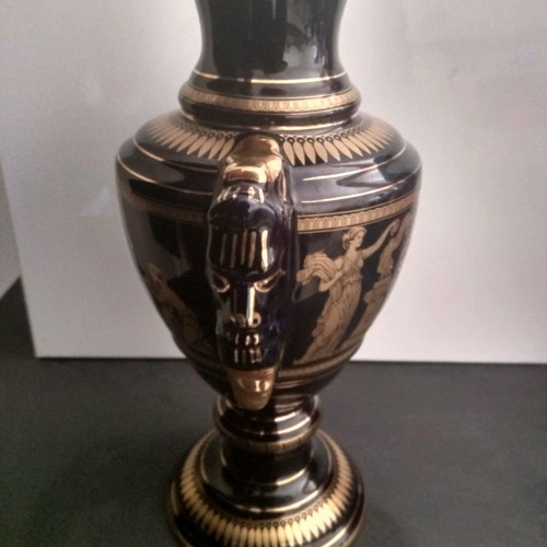 Decorative vase used, handmade, 24k gold plated