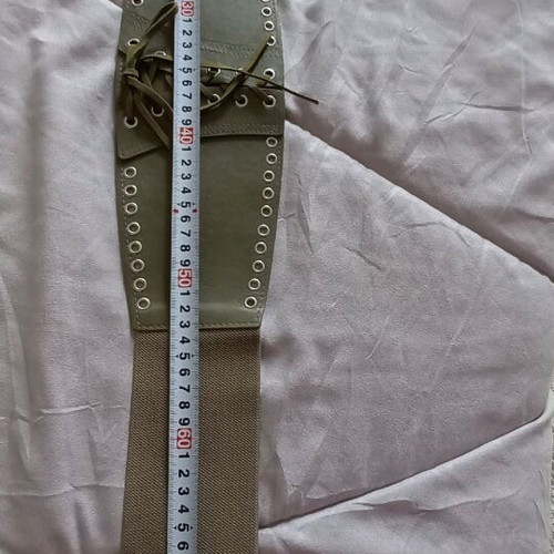 Women's belt new elastic with leather detail green